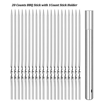 10/20Pcs Stainless Steel Barbecue Skewer Reusable Flat BBQ Needle Stick Barbecue Tools for Outdoor Camping Party Accessories