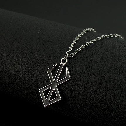 Berserk Symbol Pendant Necklace The Mad Warrior of Norse Viking Mythology Mens Hip Hop Jewelry