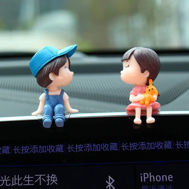Car Decoration Cute Cartoon Couples Action Figure Figurines Balloon Ornament Auto Interior Dashboard for Girls Gifts Accessories