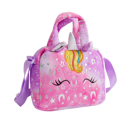 Plush Unicorn Crossbody Bag for Girls Kids Shoulder Purse Cute Student Gift Pencil Case Coin Wallet Travel Accessory