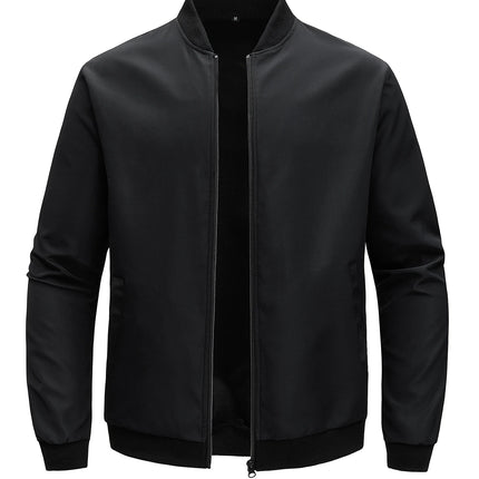 2024 Spring and Autumn New Baseball Collar Short Loose Solid Color Jacket Men's Business Casual Thin Coat Trend