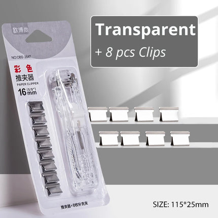 Mini Traceless Reusable Hand Clamp Push Stapler Paper Book File Office School Student Binder Binding Tools Supplies Accessories