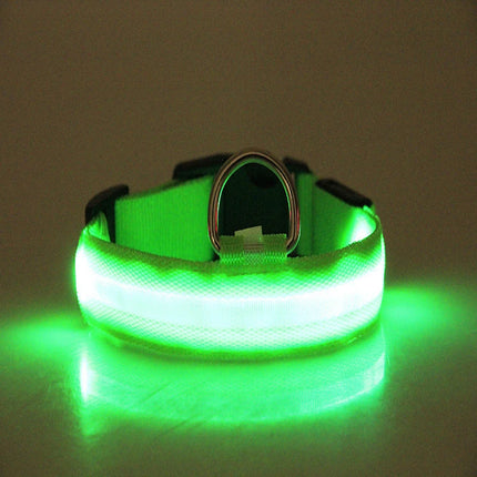 Dog Night Safety Collar Nylon LED Night Light USB Automatic Flashing Fluorescent Protection for Dog's Travel