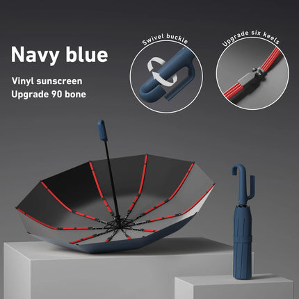 1 Handle Fully Automatic Folding Umbrella with Buckle, Easy to Carry Larger, Thicker and Sturdy. Suitable for Men and Women, Portable and Windproof, Double-Layer Windproof, Various Umbrella Bones, Snap or Rotating Handles, Va