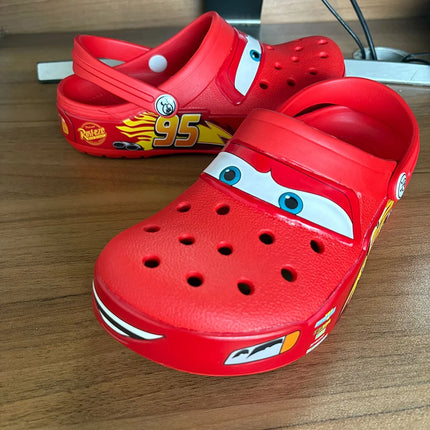 Disney Pixar Lightninged Mcqueens Solid Waterproof Slippers Outdoor Sandals Casual Breathable Ankle-wrap EVA Shoes Gift