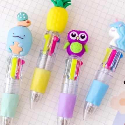 20PCs/lot Cute Cartoon 4 Color Mini Ballpoint Pen Kawaii Unicorn Flamingo Retractable Stationery Gift School Office Supplies
