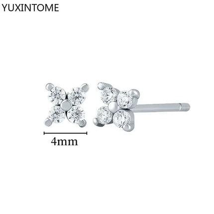 925 Sterling Silver Ear Needle Fashion Hoop Earrings White Crystal Luxury Women's Silver Earrings Wedding Women's Jewelry Gift
