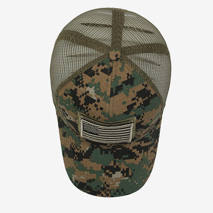 American Logo Personality Sticker Embroidered Women's Baseball Cap Mesh Hat Men's Outdoor Velcro Cap