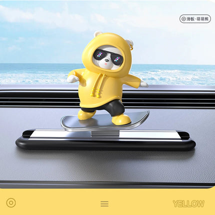 New Dashboard Car Decorations Skateboard Bear Magnetic Parking Number Plate Creative Car Cartoon Interior Interior Accessories