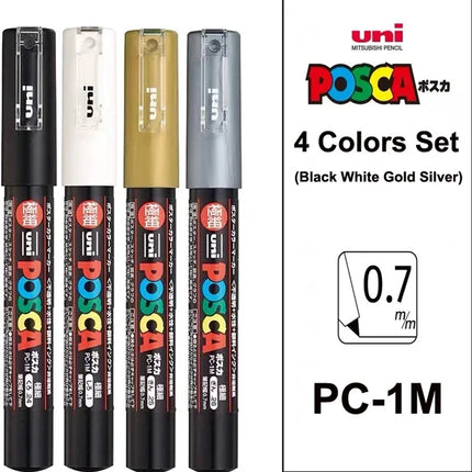 UNI POSCA Markers Set PC-1M/3M/5M Permanent Acrylic Paint Pen Quick Dry Graffiti Painting Art Supplies Japanese Stationery