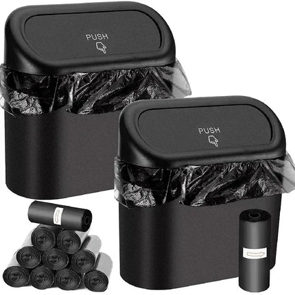 1Pcs Leak-proof Mini Car Trash Can with Lid Small Car Accessories Includes 60 (300) Garbage Bags for Vehicle Interior