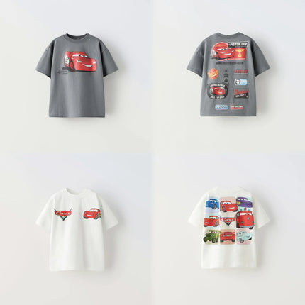 Cartoon Car Boys T-shirt Summer Clothing New Style Cartoon Short Sleeve Tops Tees Kids Trendy Design Casual T Shirts Children's