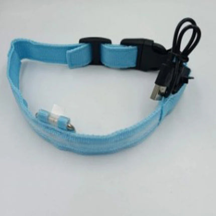 Dog Night Safety Collar Nylon LED Night Light USB Automatic Flashing Fluorescent Protection for Dog's Travel