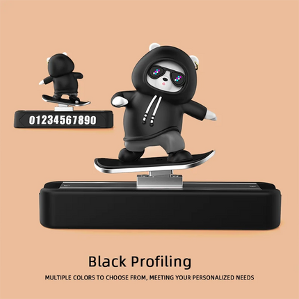 New Dashboard Car Decorations Skateboard Bear Magnetic Parking Number Plate Creative Car Cartoon Interior Interior Accessories