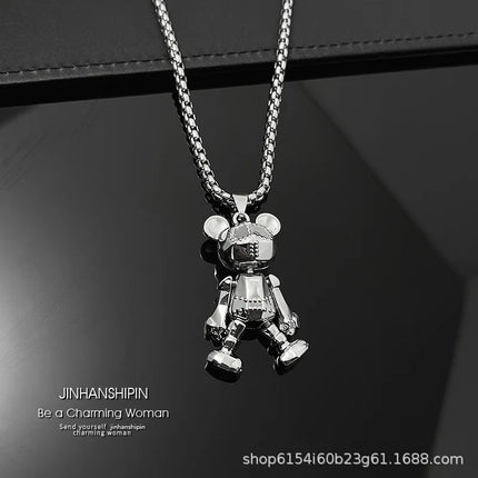 Four limbs movable little bear necklace men's trendy hip-hop punk couple long internet red sweater chain versatile accessory