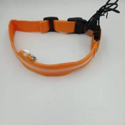 Dog Night Safety Collar Nylon LED Night Light USB Automatic Flashing Fluorescent Protection for Dog's Travel