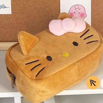 Sanrio Hello Kitty Plush Pencil Case Anime Cosmetic Storage Bags Stationery Bag Student School Supplies Girl Birthday Gifts