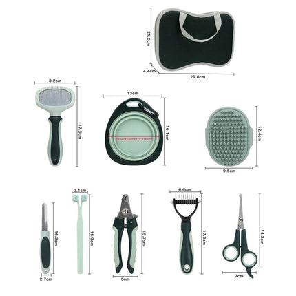 8 in 1 Cat Dog Grooming Comb Set Pet Cleaning Brush Tool Kit Storage Bag Dog Nail Clipper Flea Comb Cat Hair Removal Brush Kits