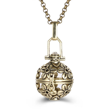 New Charm Mexico Chime Hollow Angel Wings Vintage Necklace Jewelry Music Ball Aroma Pendant For Women Summer Fashion Accessories