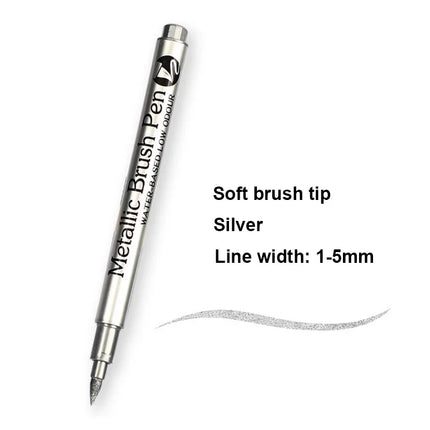 2/1Pc Brush Metallic Marker Pens Gold Silver Color Permanent Art Marker For Manga Crafts Scrapbooking School Stationery Supplies