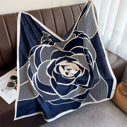 90*90Cm Square Scarf Twill Silk Feeling Women Head Shawls and Wraps Luxury Hair Tree Print Neck Scarves Hijab Bandana Pashmina