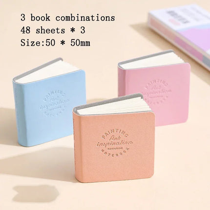 3Pcs Mini Drawing Book Square Watercolor Sketchbook Thick Paper 3 Book Painting Paper Work Relaxation Art Supplies