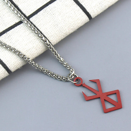 Berserk Symbol Pendant Necklace The Mad Warrior of Norse Viking Mythology Mens Hip Hop Jewelry