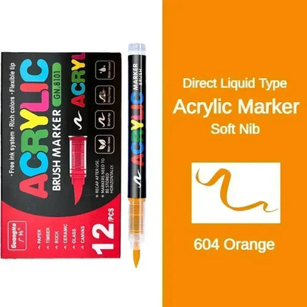 12/24/36/48/72/120 PCS GuangNa Acrylic Color Soft Head Markers Painted Graffiti Christmas Gfit Marker Set Festival Art Supply