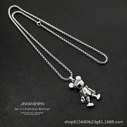 Four limbs movable little bear necklace men's trendy hip-hop punk couple long internet red sweater chain versatile accessory