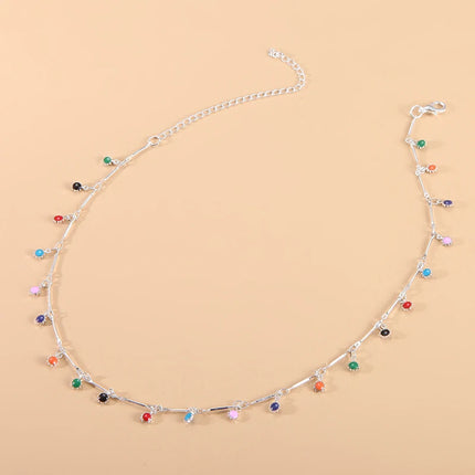 Fashion Simple Candy Color Tassel Necklace for Women Aesthetic All-match Pendant Jewelry Choker Neck Accessories Gift Chain