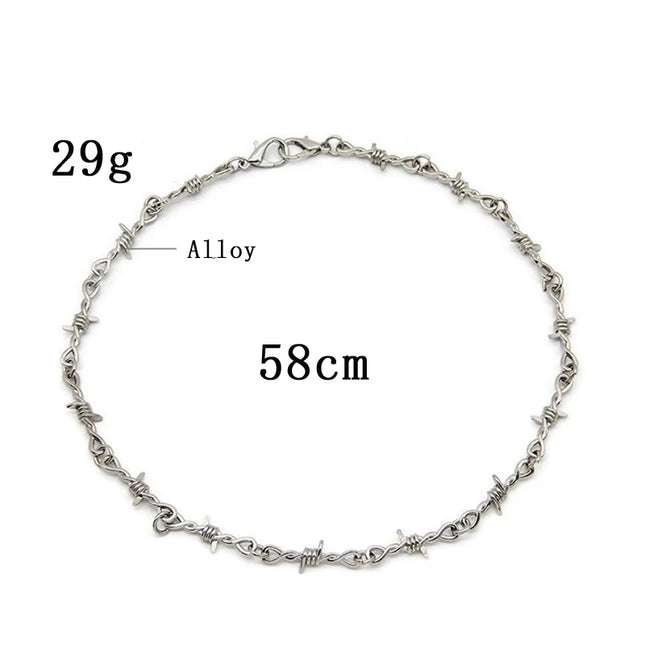 TrendMen Hiphop/Rock Rattan Thorns Chain Necklaces For Men Fashion Silver Color Metal Choker Clavicle Chain Party Jewelry Gifts