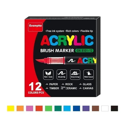 12/24/36/48/72/120 PCS GuangNa Acrylic Color Soft Head Markers Painted Graffiti Christmas Gfit Marker Set Festival Art Supply
