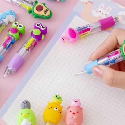 20PCs/lot Cute Cartoon 4 Color Mini Ballpoint Pen Kawaii Unicorn Flamingo Retractable Stationery Gift School Office Supplies