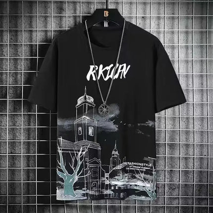 Suits for men 2025 Summer Fashion Polyester Thin Casual Breathable Short Sleeve Printed Sports T-shirt + Shorts Basketball Set