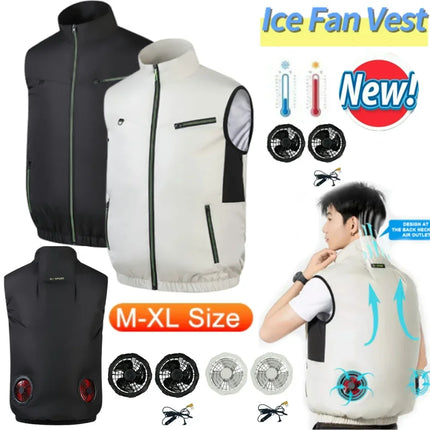 Cooling Vest Ice Fan Vest 3 Gears USB Heat Resistant Air Conditioner Clothes Vest Breathable Wearable Cooling Fan Vest Camping