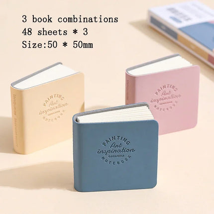 3Pcs Mini Drawing Book Square Watercolor Sketchbook Thick Paper 3 Book Painting Paper Work Relaxation Art Supplies