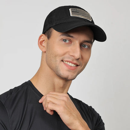 American Logo Personality Sticker Embroidered Women's Baseball Cap Mesh Hat Men's Outdoor Velcro Cap