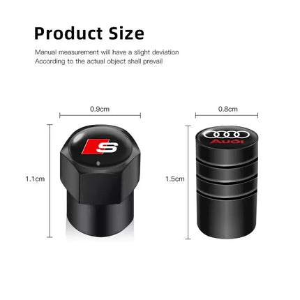 4Pcs Car Wheel Tire Valve Caps Tyre Stem Cover Bolt-In Accessories For Audi Sline A6 Q7 A7 S3 A8 A3 RS A1 A5 A4 Quattro Q5 Q3 TT
