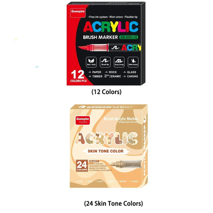 12/24/36/48/72/120 PCS GuangNa Acrylic Color Soft Head Markers Painted Graffiti Christmas Gfit Marker Set Festival Art Supply