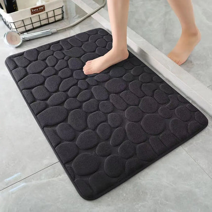 3D Non Slip Bathroom Mat Bath Mats Absorbent Doormat Carpet Cobblestone Embossed Door Floor Mats Machine Washable Quick Drying