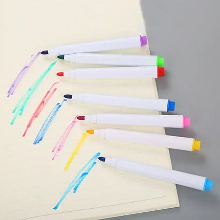 8PC Magnetic Colorful Whiteboard Pen Black White Board Markers Built In Eraser School Supply children's Graffiti Drawing pen