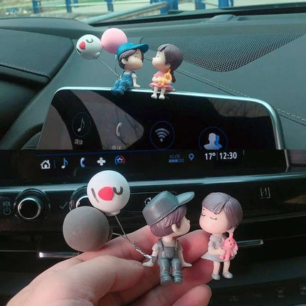Car Decoration Cute Cartoon Couples Action Figure Figurines Balloon Ornament Auto Interior Dashboard for Girls Gifts Accessories