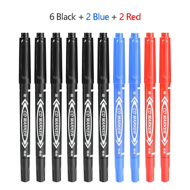 10 PCS Permanent Markers Pens Manga Waterproof Double Sided Colored Oily Ink Sketch Painting Art School Supplies Stationery