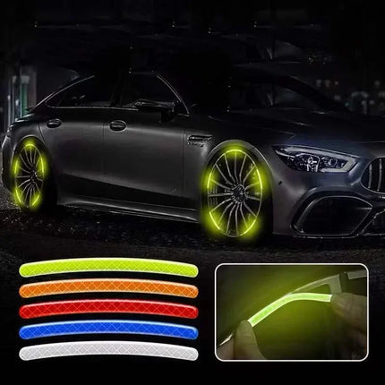Car Wheel Hub Reflective Stripes Sticker Driving Safety Tire Decor Warning Sticker Warning Reflective Tape Car Accessories