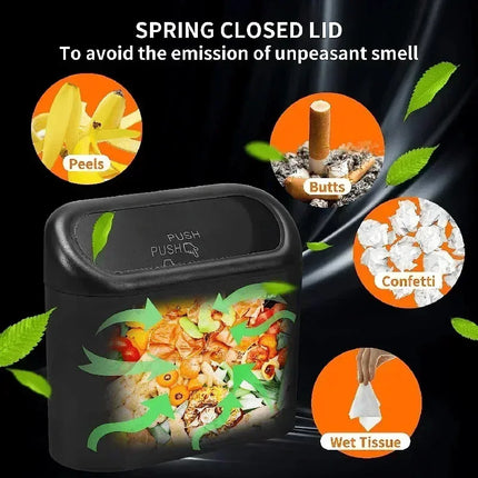 1Pcs Leak-proof Mini Car Trash Can with Lid Small Car Accessories Includes 60 (300) Garbage Bags for Vehicle Interior