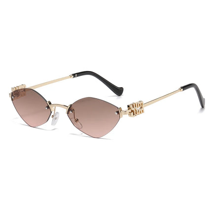 New Fashionable Men Borderless Diamond Shaped Sunglasses High-End Metal Neutral Style Street Sunglasses Uv400