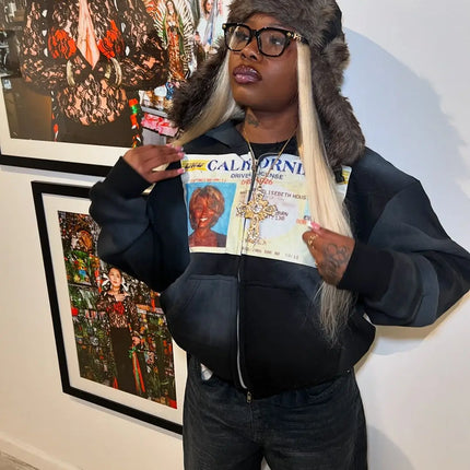 Autumn and winter new minimalist design color collision pattern women hooded sweatshirt Harajuku Y2k loose zipper sweatshirt