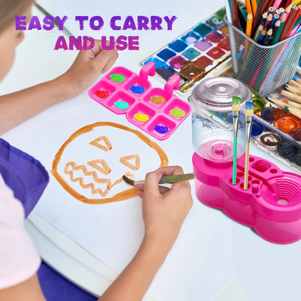 New Paint Brush Cleaner With Drain Button Automatic Water Circulation Paint Brush Cleaning Machine Cleaning Bucket Art Tools