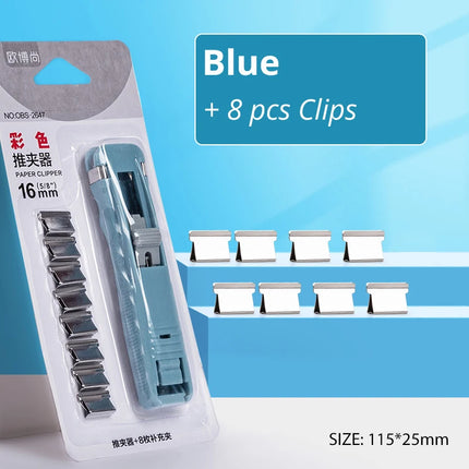 Mini Traceless Reusable Hand Clamp Push Stapler Paper Book File Office School Student Binder Binding Tools Supplies Accessories
