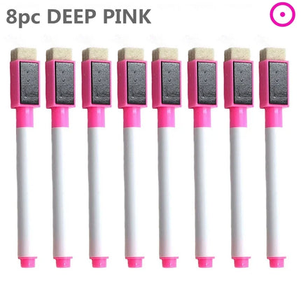 8PC Magnetic Colorful Whiteboard Pen Black White Board Markers Built In Eraser School Supply children's Graffiti Drawing pen
